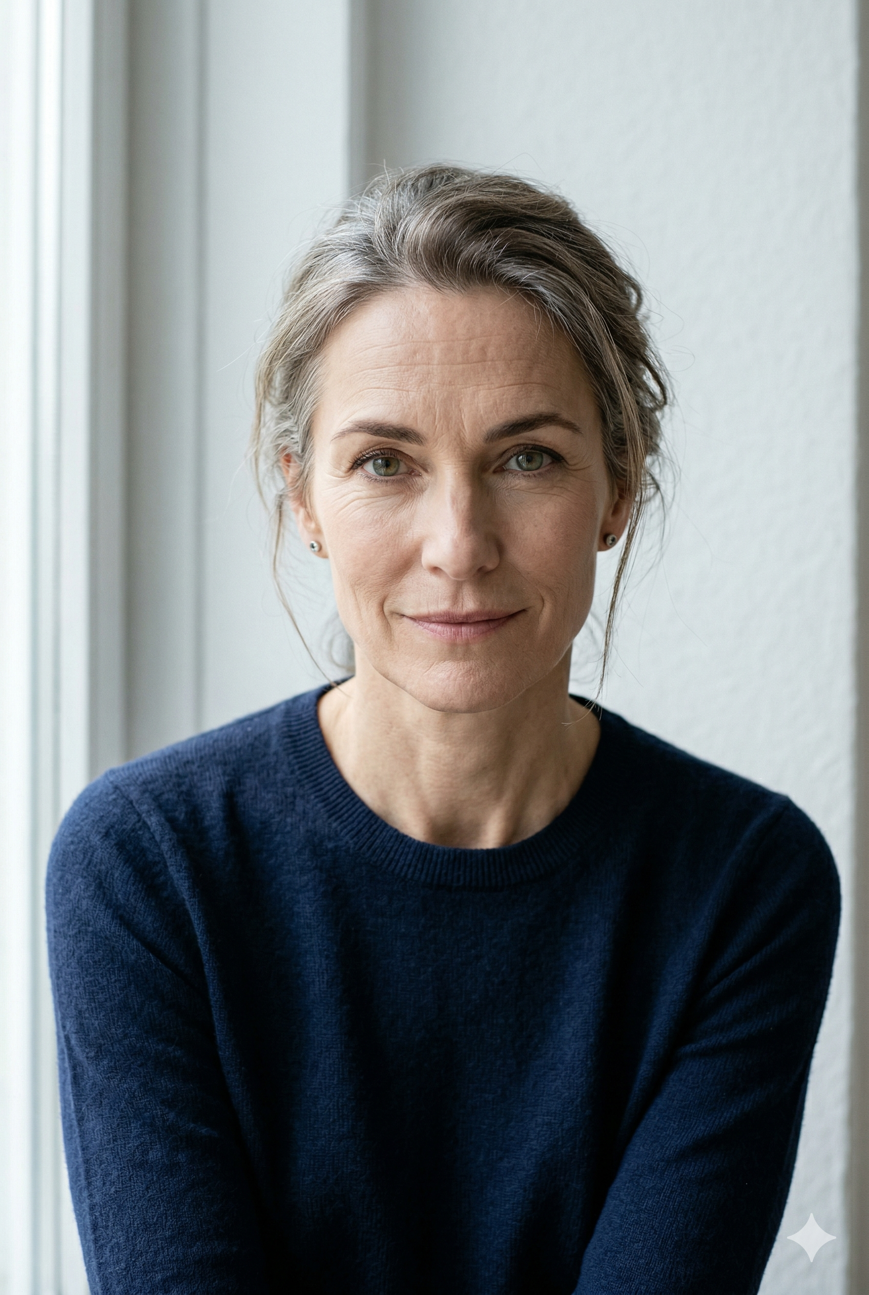 Woman finding stillness in early light