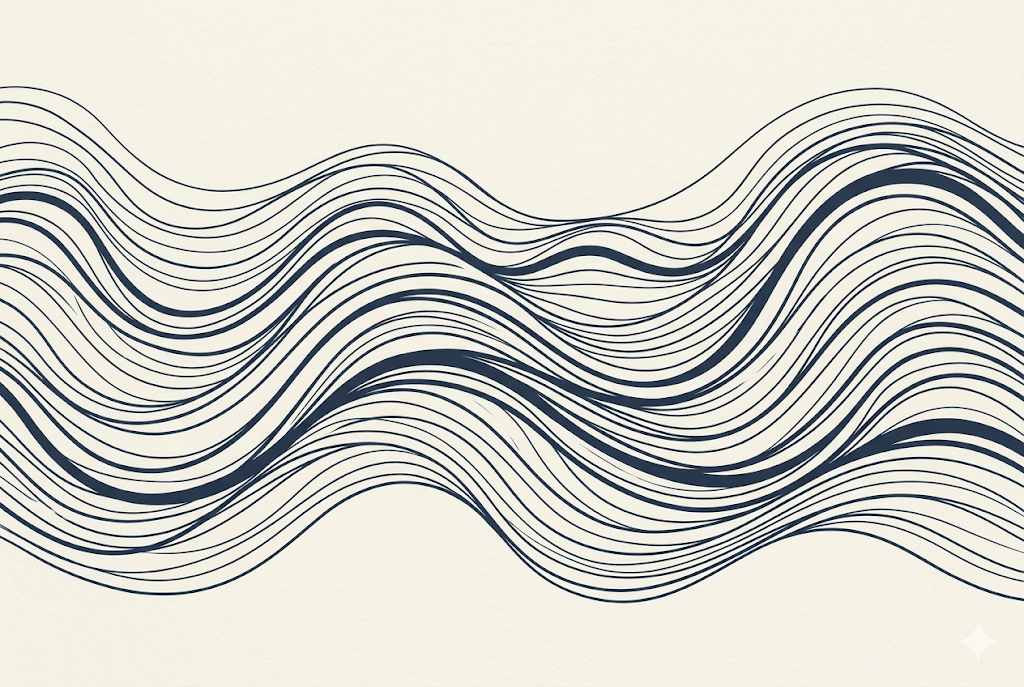 Abstract wave pattern in navy — the rhythm of the nervous system