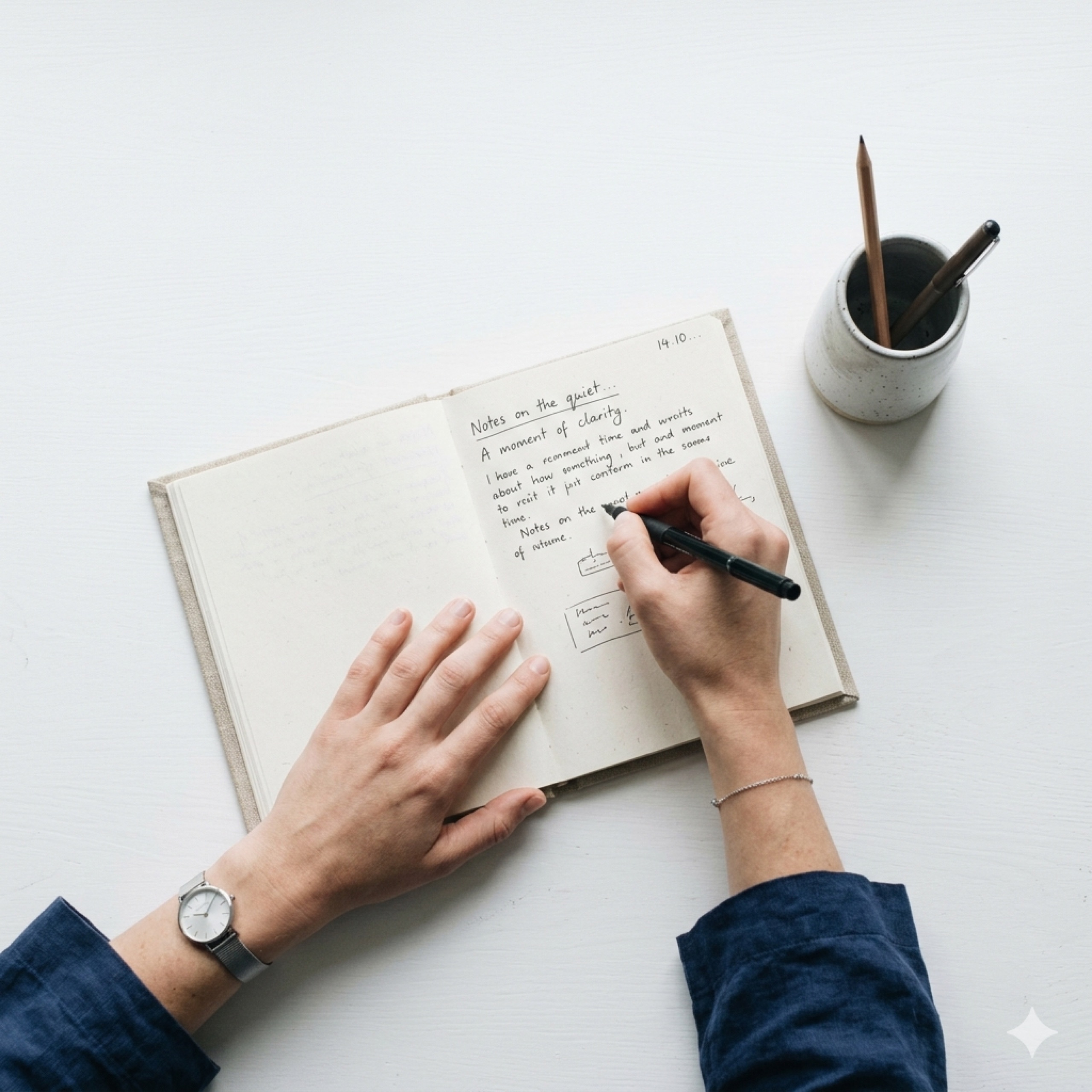Woman journaling in quiet morning light — Elura reflection
